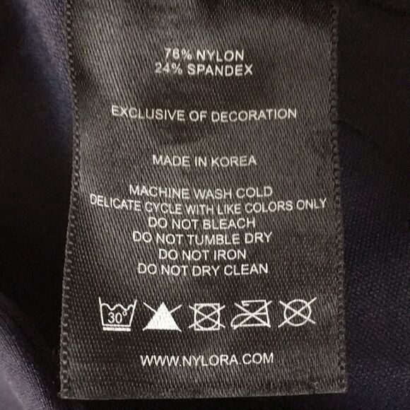 Nylora Bartley Leggings Navy Blue with gold and Lavender  Stripe on sides Sz L - Picture 15 of 16